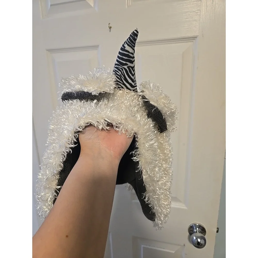 Oversized Zebra Unicorn Furry Animal Ears Hat Hood Cosplay Handmade Indie Maker